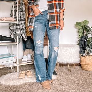 Distressed flare jeans LONG